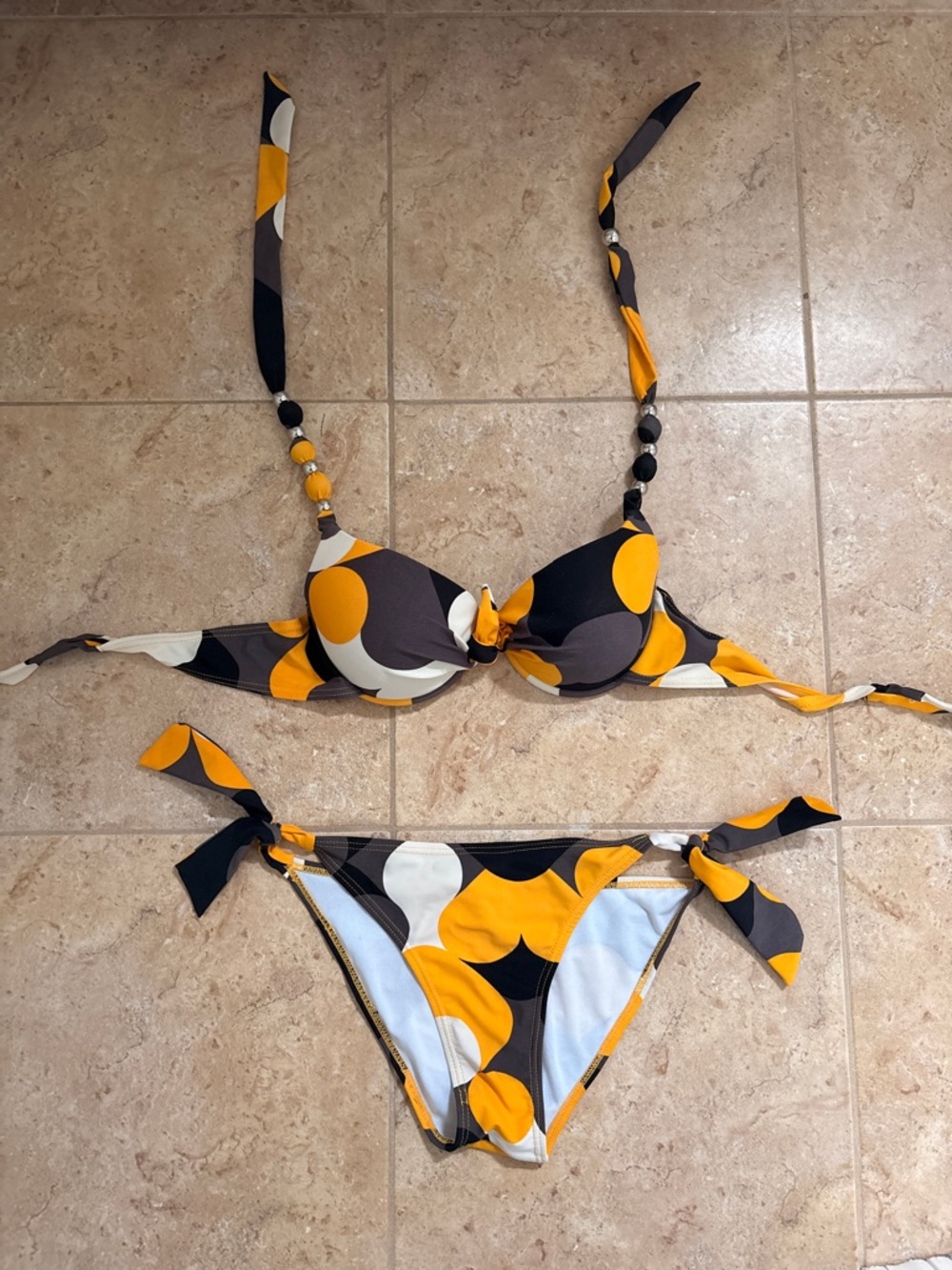 Classic Yellow and White Polka Dot Bikini Bottom